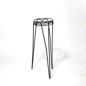 Black Wire metal tall plant flower pot stand Mid Century Modern Black Metal Wire Plant Stand Hairpin Legs Vintage Accent Table Bust Stand - 31