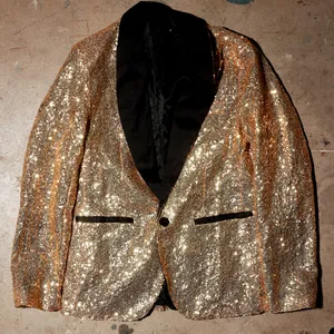 Gold Sequin Glam Tuxedo Blazer Disco Stage, Costume, Cosplay