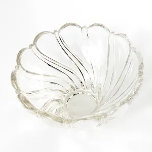 Vintage Large Heavy Clear Glass Flared Swirl Scalloped Edge Bowl - 10
