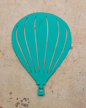 Hot Air Balloon Wall Art, Blue, Powder Coated Steel Decor