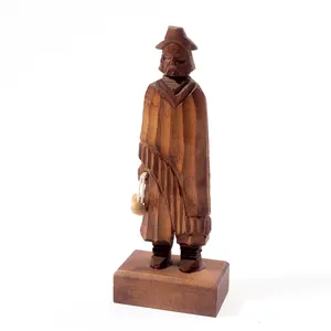 Vintage Small Hand Carved Folk Art Native Man Argentina - 7