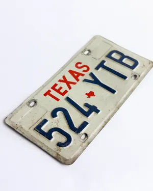 Vintage Texas License Plate Issued in the 1980s and 90s