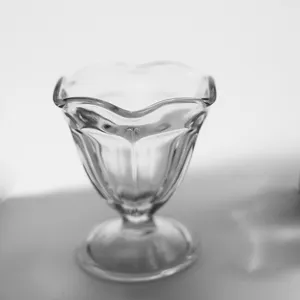 Anchor Hocking Clear Low Sherbet fountainware, fluted tulip shaped ice cream glass, cup - 3.75