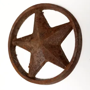 Steel Texas Stars. Rusty, Patina, Various Sizes.Metal Star with a Circle Around It