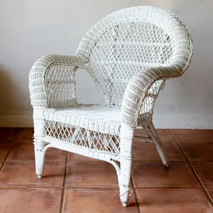 White Wicker outdoor GardenChair. Granny, Grandma - 33.5