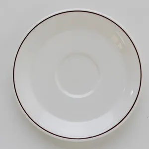 White Saucer Brown Edge