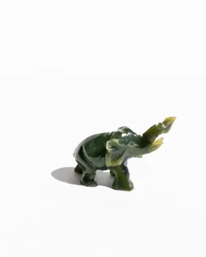 Collectible, Vintage Hand Carved Jade Elephant Figurine. Good Luck, Shadowbox Miniature