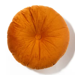 Round Orange Gold Brown Tuffted Pillow - 15