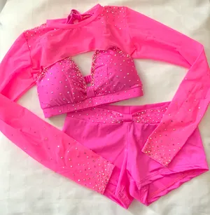 Max Bling Neon pink w/mesh shrug Small top/lowrise shorts Medium