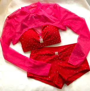 Max Bling Red pinch/lipstick pink mesh shrug Small/lowrise shorts