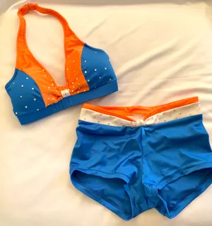 Custom Orange/Royal/white Midrise Small