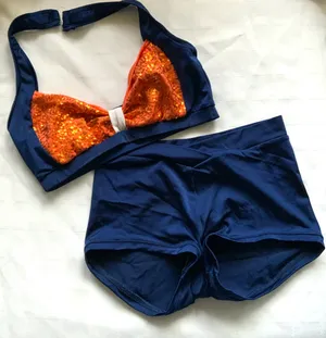 Standard Navy/orange sequin/white Midrise small