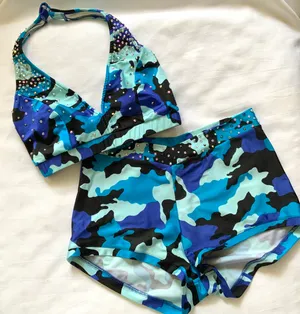 Custom Blue multi camo midrise Medium