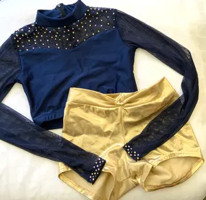 Custom Navy top/Gold midrise shorts Medium