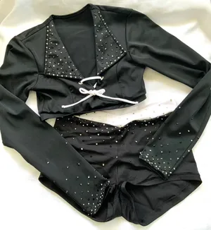 Custom AKD Black/white band sm top/midrise shorts Medium