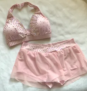 Custom pink premium satin mesh skirt Small