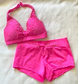 Max Bling neon Pink small top/ lowrise shorts Medium