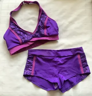 Custom color block purple sequin