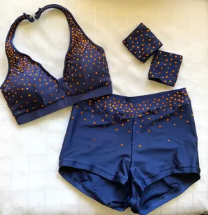 Custom Navy/orange stone midrise Small