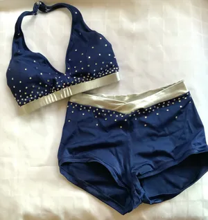 Custom Navy/silver sm top/midrise shorts Medium