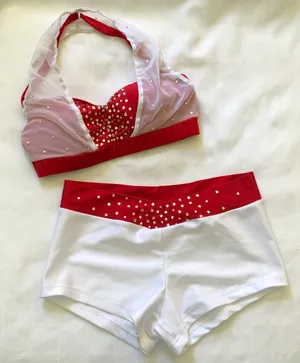 Custom Red/white mesh/metallic shorts Small