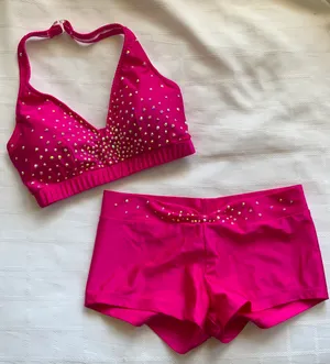 Custom Raspberry small top/medium shorts