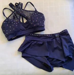 Custom Lineup navy small top/skirt Medium