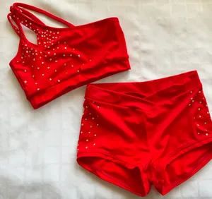 Custom Lineup Warm Red one shoulder midrise Small