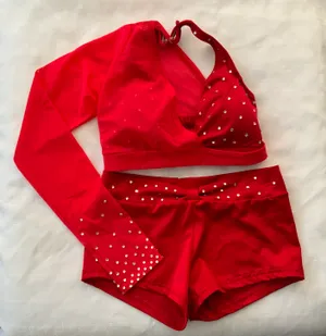 Custom 3 piece one shoulder red Small