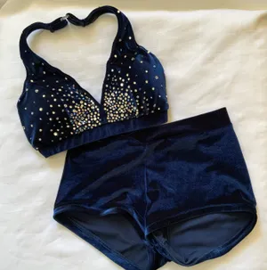 Custom Navy velvet midrise Medium