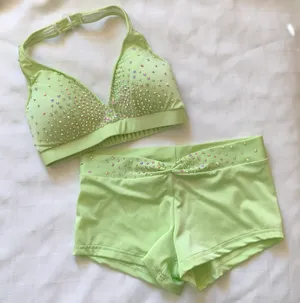 Custom Celery halter set XS top/small shorts