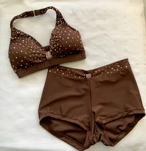 Custom Brown pinch small top/midrise shorts Medium