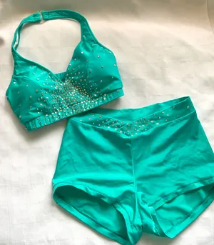 Custom seafoam small top/midrise shorts Medium