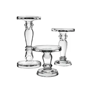 Set of 3 Bubble Glass Pillar, Taper Candle Holder