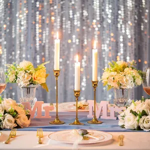 Gold Metal Candlesticks Set