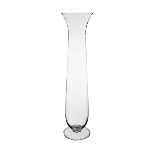 Glass Trumpet Flare Rim Wedding Centerpiece Vases_21.25