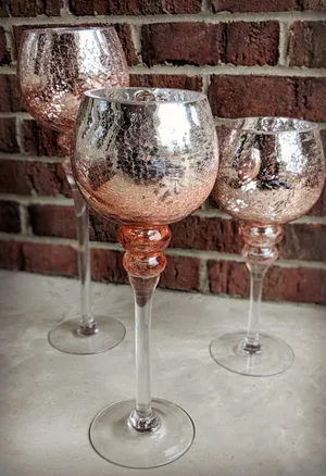 Trio Rose Gold Globe Candle Holder