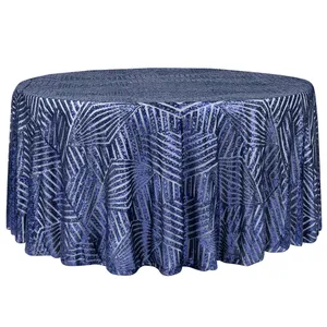 Geo Glitz Round Navy Sequin