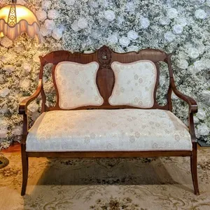 F3 cream & pink floral settee 