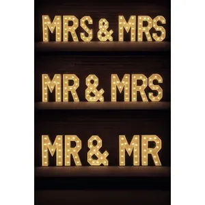 L2 white wood MR & MRS marquee sign 3 feet