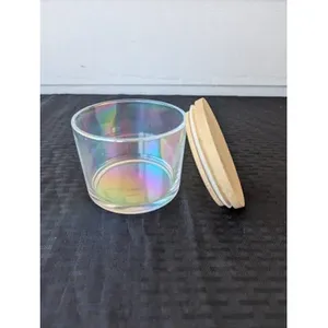 V9 short iridescent cylinder with wood lid