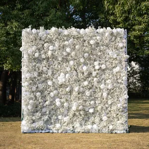BD1 8ftx8ft white rose & baby's breath backdrop