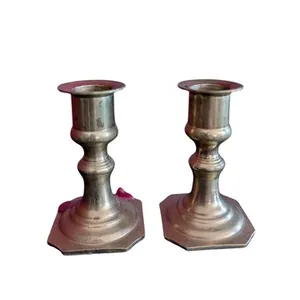 BC18 brass short candlestick pair of 2
