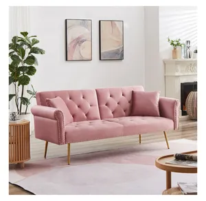 F6 pink velvet sofa 