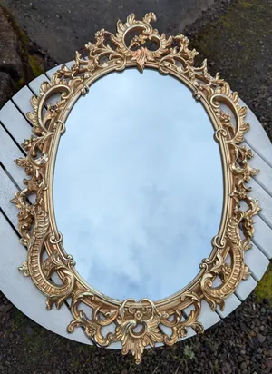 M2 oval ornate gold mirror 29x19