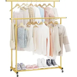 F14 gold coat rack with velvet hangers