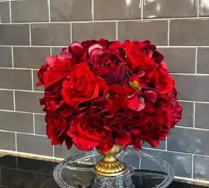 Layla Red Premium Silk Flower Ball Centerpiece