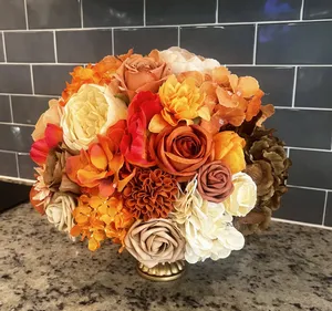 Terracotta Fall Flower Ball Centerpiece