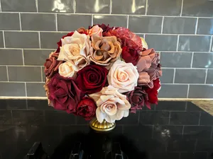 Ling's Moment Dusty Rose and Burgundy Marsala Flower Ball Centerpiece