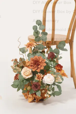 Ling's Moment Wedding Aisle Runner Flower Arrangement in Caramel & Burnt Orange Terracotta